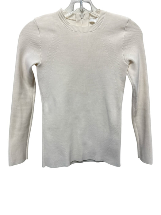 Helmut Lang Size XS Cream White Polyester Ribbed Knit Long Sleeve Back Zip Top Cream White / XS