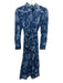 Matta Size XS Mixed Blues Cotton Botanical Long Sleeve Keyhole Back Dress Mixed Blues / XS