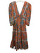 Love The Label Size XS Orange, Blue & Green Cotton Floral V Neck Dress Orange, Blue & Green / XS