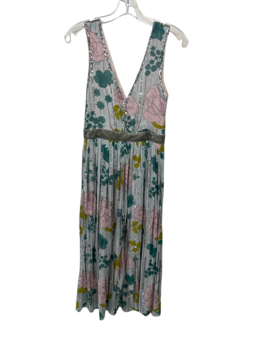 By Anthropologie Size 0 Blue, Pink & Green Viscose Beaded & Sequined Dress Blue, Pink & Green / 0