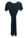 Vince Size XS Black Cotton Short Sleeve Square Neck Tie Waist Dress Black / XS