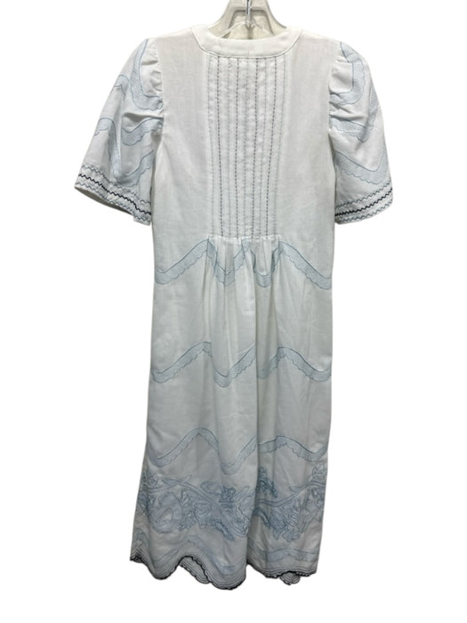 Hyacinth House Size XXS White, Blue & navy Cotton Blend Embroidered V Neck Dress White, Blue & navy / XXS
