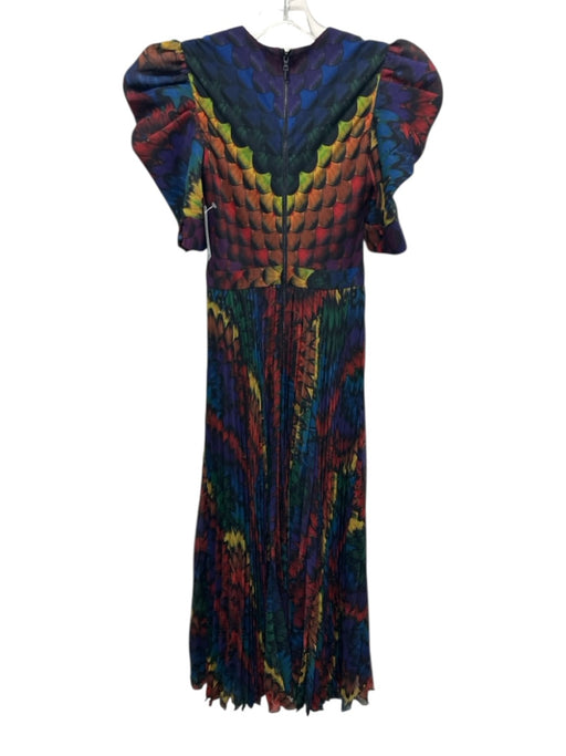 Alice + Olivia Size 0 Black & Multi Polyester Feather Print 1/2 Sleeve Dress Black & Multi / 0