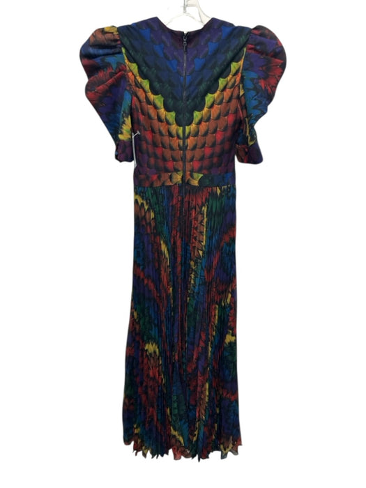 Alice + Olivia Size 0 Black & Multi Polyester Feather Print 1/2 Sleeve Dress Black & Multi / 0