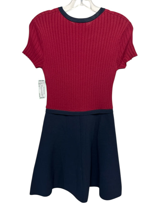 Red Valentino Size XS Navy Blue & Red Viscose Blend Ribbed Knit Sun & Wave Dress Navy Blue & Red / XS
