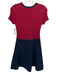 Red Valentino Size XS Navy Blue & Red Viscose Blend Ribbed Knit Sun & Wave Dress Navy Blue & Red / XS