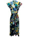 Alexis Size XS Black & Multi Cotton Botanical Print Ruffle Cap Sleeve Wrap Dress Black & Multi / XS