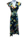 Alexis Size XS Black & Multi Cotton Botanical Print Ruffle Cap Sleeve Wrap Dress Black & Multi / XS