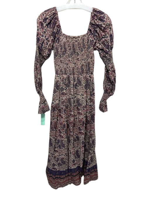 Cleobella Size XS Beige & Purple Cotton Blend Metallic Thread Dress Beige & Purple / XS