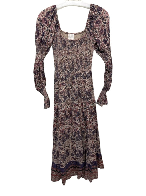 Cleobella Size XS Beige & Purple Cotton Blend Metallic Thread Dress Beige & Purple / XS