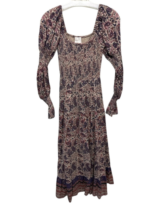 Cleobella Size XS Beige & Purple Cotton Blend Metallic Thread Dress Beige & Purple / XS