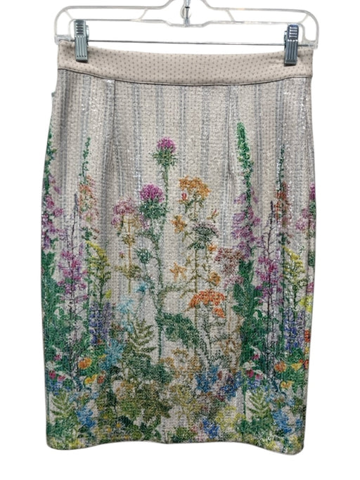Geisha Design Size XS Beige & Multi Polyester Blend Floral Sequined Skirt Beige & Multi / XS