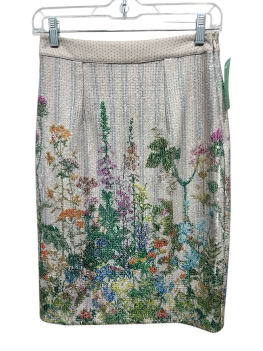Geisha Design Size XS Beige & Multi Polyester Blend Floral Sequined Skirt Beige & Multi / XS