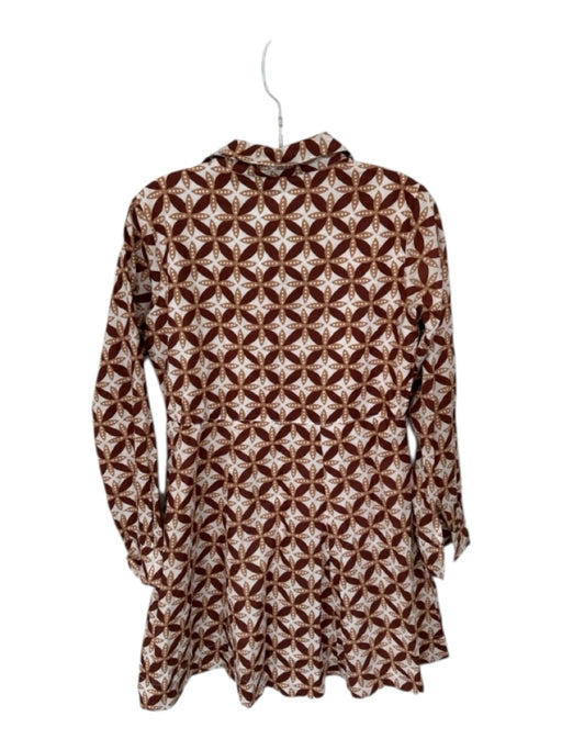 Livro Size XS Orange & cream Cotton Collar Button Down Long Sleeve Floral Dress Orange & cream / XS