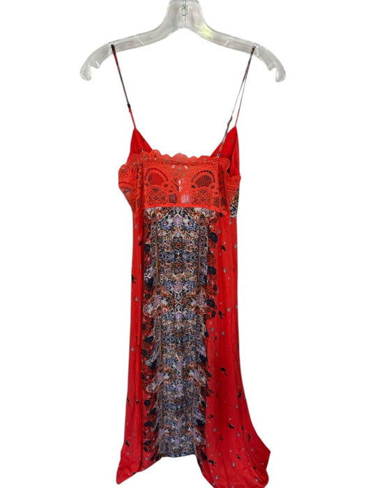 Intimately Free People Size S Orange Multi Viscose Floral Abstract Dress Orange Multi / S