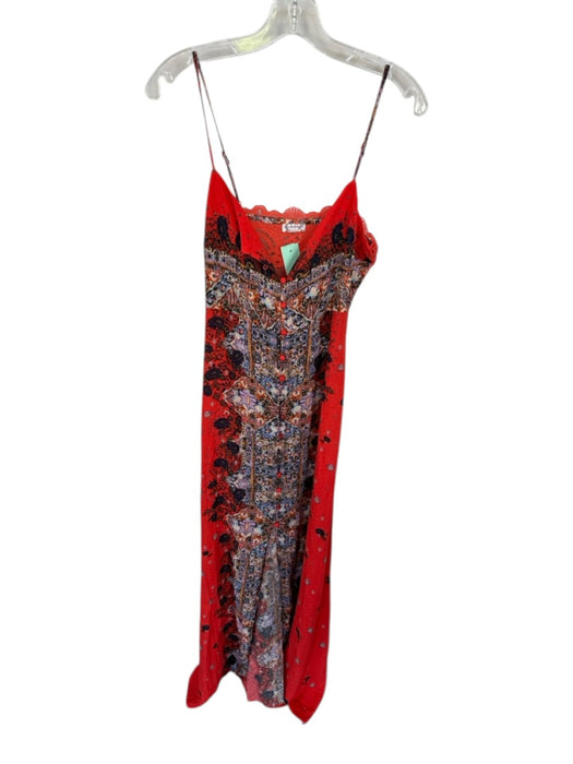 Intimately Free People Size S Orange Multi Viscose Floral Abstract Dress Orange Multi / S