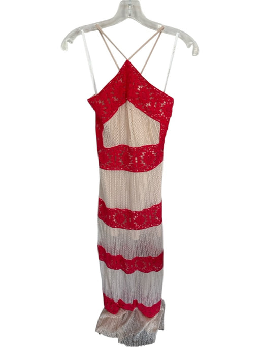 Foxiedox Size S Red & Beige Nylon Blend Maxi Lace Detail Spaghetti Strap Dress Red & Beige / S