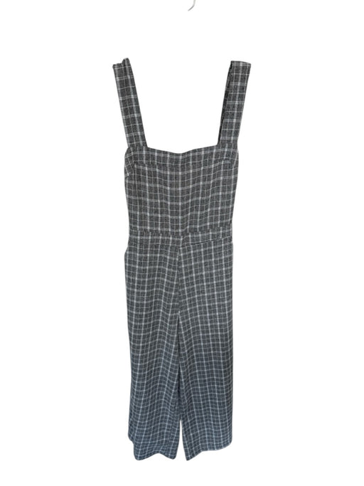 Entro Size M Grey & White Polyester Checkered Square Neck Maxi Tie Back Romper Grey & White / M