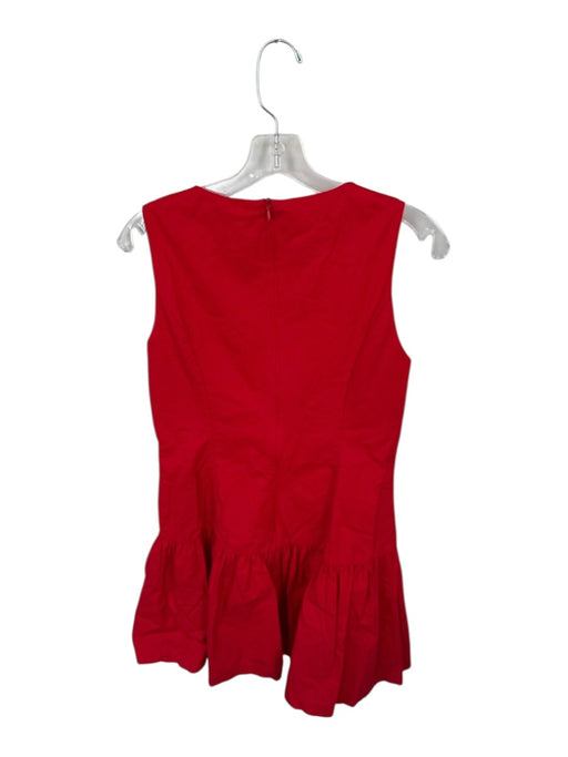 TCEC Size M Fire Engine Red Cotton Blend Midi Ruffle high neck Dress Fire Engine Red / M