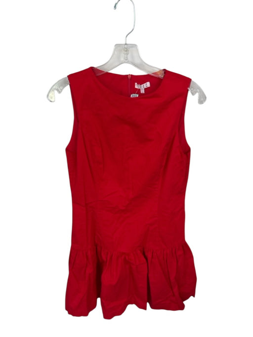 TCEC Size M Fire Engine Red Cotton Blend Midi Ruffle high neck Dress Fire Engine Red / M