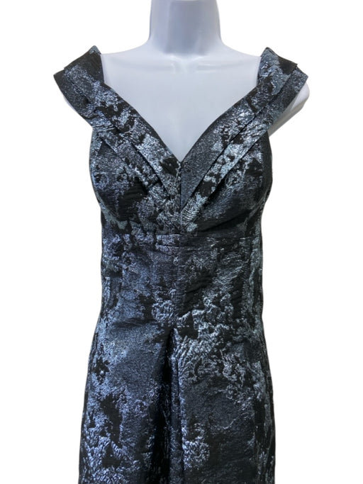 Rickie Freeman for Teri Jon Size 8 Silver & Black Polyester Off Shoulder Gown Silver & Black / 8