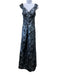 Rickie Freeman for Teri Jon Size 8 Silver & Black Polyester Off Shoulder Gown Silver & Black / 8