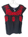 Madison Mathews Size XS Black & Red Cap Sleeve Floral Round Neck Dress Black & Red / XS