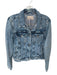 We The Free Size L Medium Wash Cotton Denim Collar Button Up Long Sleeve Jacket Medium Wash / L