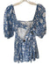 Madison Mathews Size S Blue & White Cotton Open Back Floral Mini Dress Blue & White / S