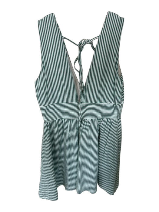 Idem Ditto Size S Green & White Cotton Striped V Neck Front Bow Sleeveless Dress Green & White / S
