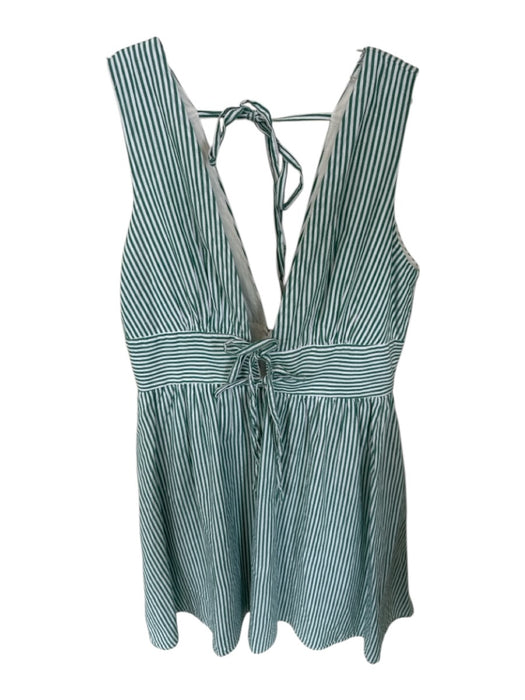 Idem Ditto Size S Green & White Cotton Striped V Neck Front Bow Sleeveless Dress Green & White / S