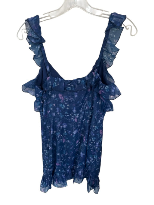 French Connection Size 6 Purple & Blue Polyester ruffles Metallic V Neck Dress Purple & Blue / 6