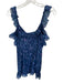 French Connection Size 6 Purple & Blue Polyester ruffles Metallic V Neck Dress Purple & Blue / 6