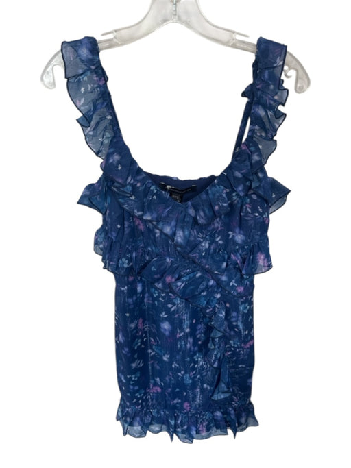 French Connection Size 6 Purple & Blue Polyester ruffles Metallic V Neck Dress Purple & Blue / 6