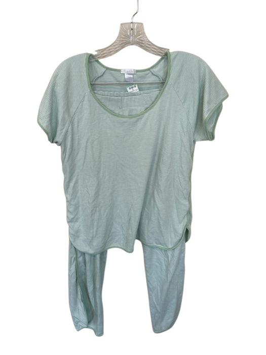 Lake Size M Green & White Pima Cotton Short Sleeve Striped Pants Pajamas Green & White / M