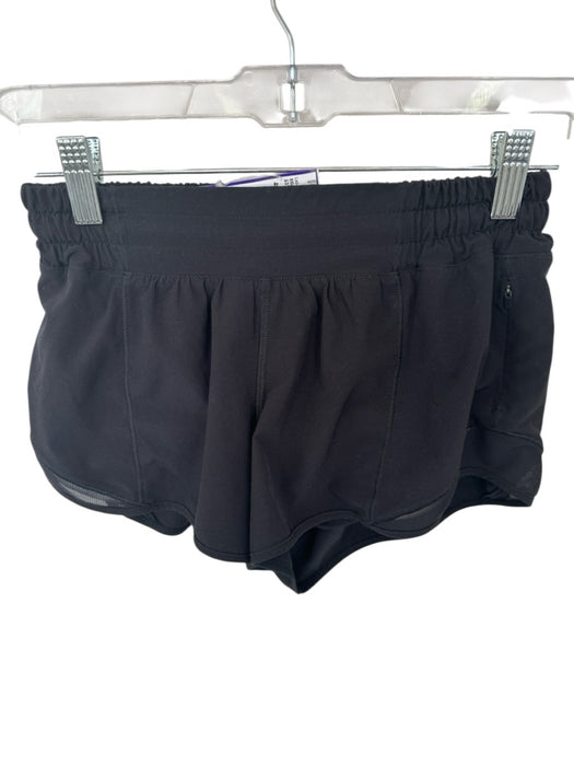 Lululemon Size 4 Black Polyester Blend Lining Detail Side Zip Sinch Waist Shorts Black / 4