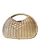 Jelavu Tan & Dark Brown Wicker Top Handle Basket Button Closure Hinge Purse Tan & Dark Brown / M