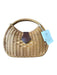 Jelavu Tan & Dark Brown Wicker Top Handle Basket Button Closure Hinge Purse Tan & Dark Brown / M