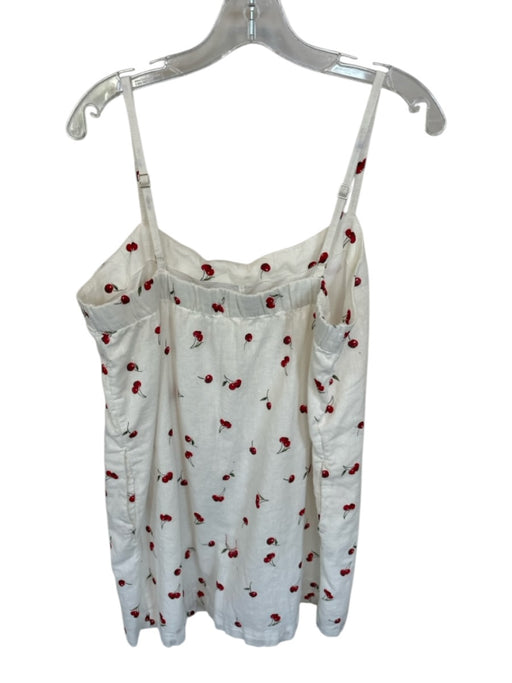 Abercrombie & Fitch Size L White & Red Cotton & Linen Spaghetti Strap Dress White & Red / L