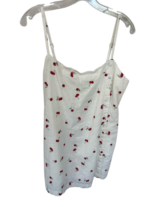 Abercrombie & Fitch Size L White & Red Cotton & Linen Spaghetti Strap Dress White & Red / L
