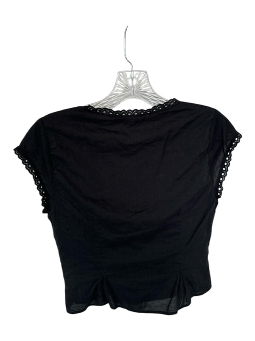 Reformation Size 4 Black Viscose Blend Lace Detail Button Up Skirt Set Black / 4