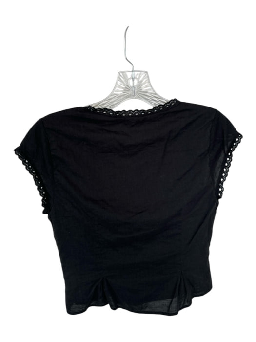 Reformation Size 4 Black Viscose Blend Lace Detail Button Up Skirt Set Black / 4