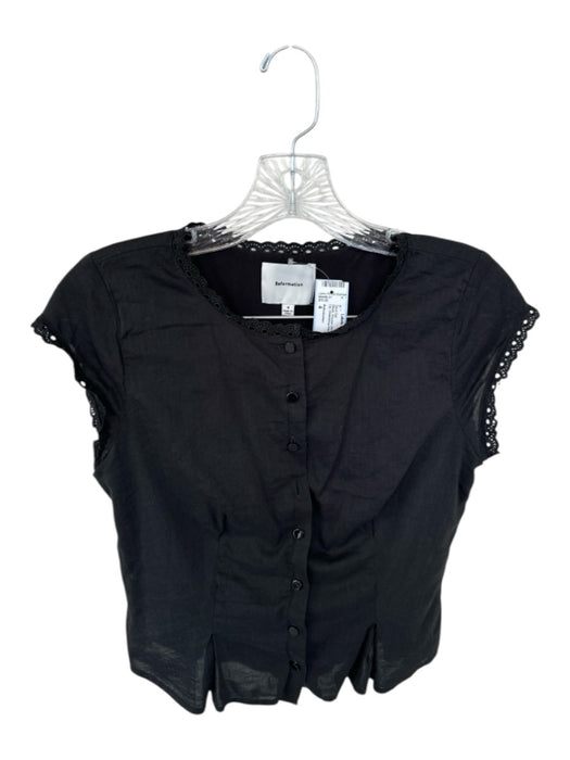 Reformation Size 4 Black Viscose Blend Lace Detail Button Up Skirt Set Black / 4