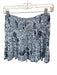 Poupette St. Barth Size S Blue Viscose Floral Knit Trim Scrunch Detail Skirt Blue / S