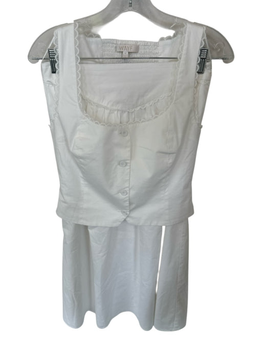 Wayf Size M White Cotton Blend Drop Waist Lace Detail Maxi Button Top Skirt Set White / M
