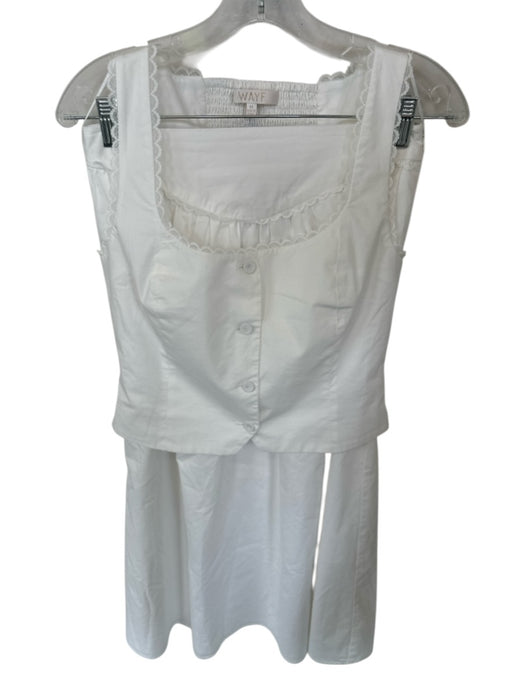 Wayf Size M White Cotton Blend Drop Waist Lace Detail Maxi Button Top Skirt Set White / M