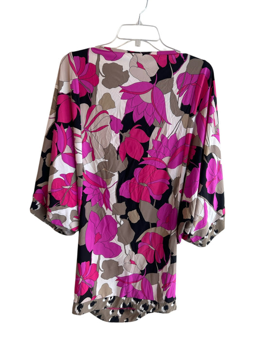 Trina Turk Size S Pink & Multi Nylon Batwing Sleeves Scoop Neck Dress Pink & Multi / S
