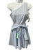 Showpo Size 4 Light Blue Cotton One Shoulder Gathered Waist Side Zip Dress Light Blue / 4