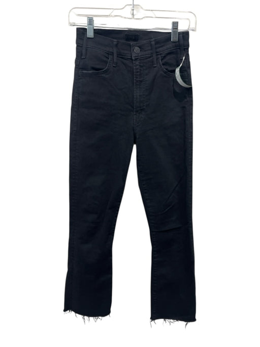 Mother Size 25 Black Cotton Denim High Waist Straight Leg Frayed Jeans Black / 25