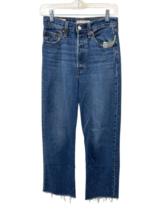 Levis Size 24 Dark Wash Cotton Button Fly Straight Leg Jeans Dark Wash / 24